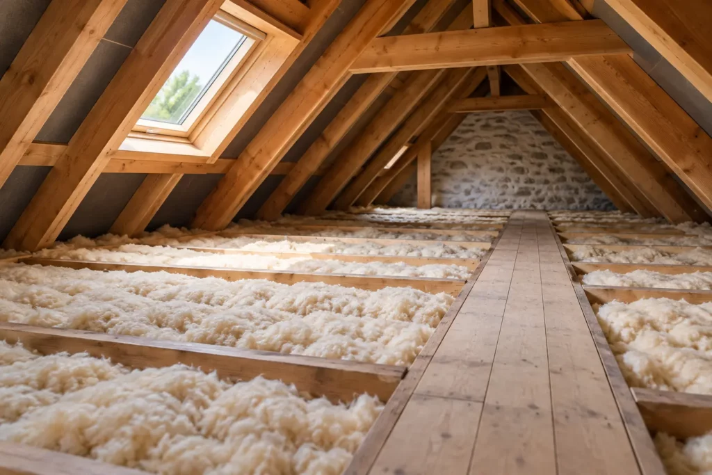 Illustration de l’isolation des combles d’un logement