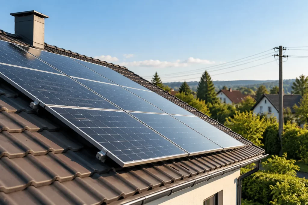 Illustration d’une installation solaire reliée au réseau électrique