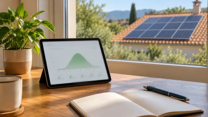 Illustration du suivi d’un projet solaire sur tablette